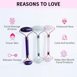 Nykaa Naturals Face Massage Rollers - Enhances Glow and Firms Skin - Helps Absorb Facial Products - Releases Tension - Rose Quartz - 1 pc