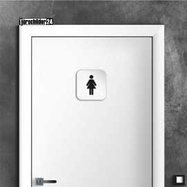 Türschilder24 Aluminium toilet door sign • Ladies • Size 150 x 150 mm • Special feature: invisible 5 mm spacers give the door sign an exclusive floating effect