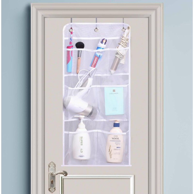 MISSLO Hanging Mesh Pockets Hold 340oz/1000ml Shampoo Shower Organizer with
