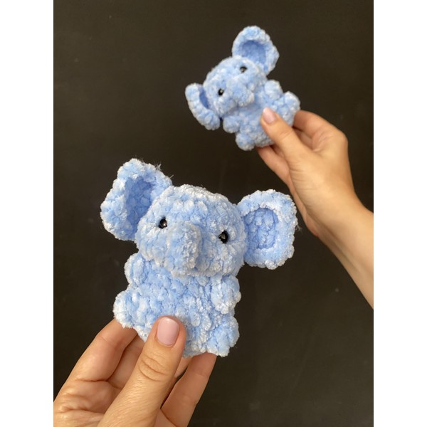 Elephant Plush Stuffed, Crochet Stuffed Animals, Handmade Knitted Amigurumi Elephant,
