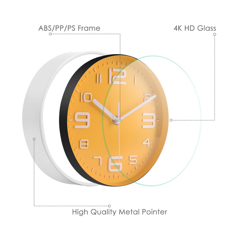 Topkey 8” Round Silent Wall clock Easy Read Big Numbers