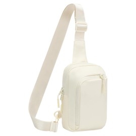 SUIKIHUM Mini Sling Bag for Men Women, 7.5 Inch Small Anti Theft Crossbody Reversible Nylon Chest Bag Fanny Pack for Travel Running Hiking (Beige)