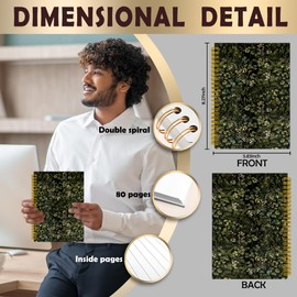 LUKIPOM Dark Green Floral Notebook Journal, Dark Cottagecore Fern Herb Leaf Botanical Journal, Green Plant Spiral Notebook 5.5x8.3 for Office School Supplies