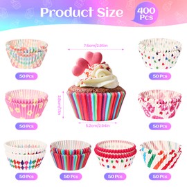 WECUTE Muffin Cases Paper, Pack of 400 Muffin Paper, Cupcake Rainbow Paper Cases Liners Wrapper for Baking, Dessert, Party, Birthday, Wedding