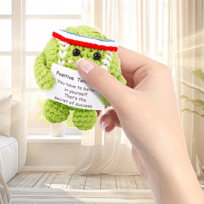 Positive Tennis Ball, Cute Funny Crochet Inspirational Tennis Ball