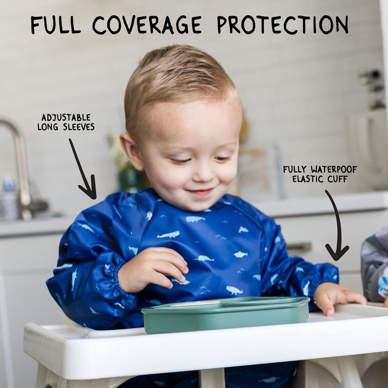 Tiny Twinkle Mess Proof Baby Bib, 2 Pack Full Sleeve