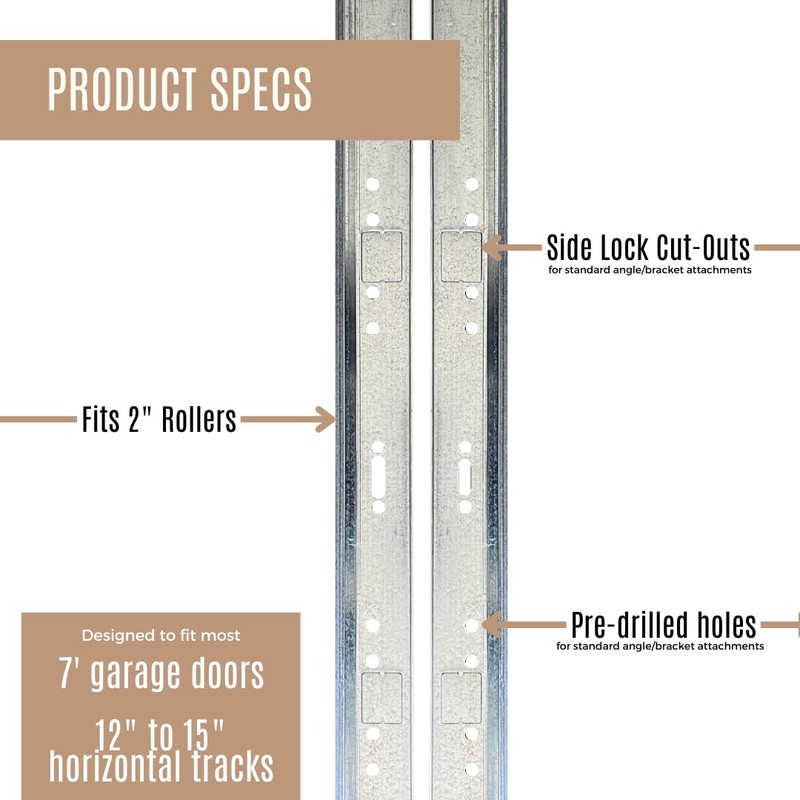 Universal Garage Door Vertical Track Set Kit for Garage Doors,