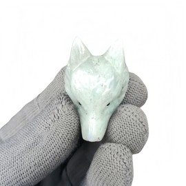 Sunshcat Natural Moonstone Pocket Wolf Head Crystals and Healing Stone Figurine,1.57 Inchs DIY Jewelry Pendant