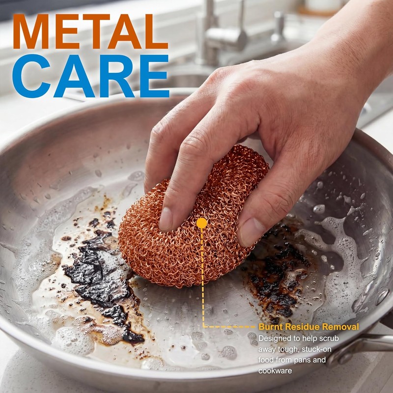 PAMI Heavy Duty Non Scratch Copper Scrubbers for Pots and
