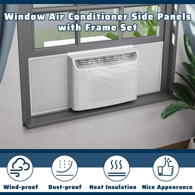Pearwow Adjustable Window Air Conditioner Side Panels with Frame Set,Extra