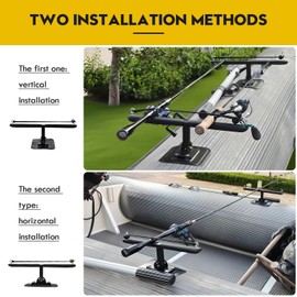 2-Pack Kayak Fishing Rod Holder with Glue-On Pad, Punch-Free Pontoon Boat Rod Holders, Adjustable/Multi-Rod Paddle Board Fishing Rod Holder, Inflatable Boat Accessories for Float Tube Fishing&Angling