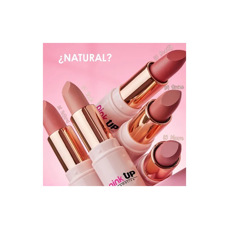 Pink Up Lipstick Acabado Mate Color Intenso Larga Duración