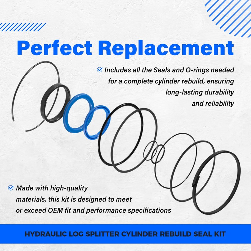 Replace for Hydraulic Log Splitter Cylinder Rebuild Seal Kit, Fit