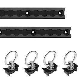 SALUINOKI 24" L-Track Rail Tie Down System Black, Truck Bed Rail System with L-Track Single Stud O-Ring Fittings, Aluminum LTrack Rail for Truck and Trailer to Secure Motorcycles, ATVs and Bikes