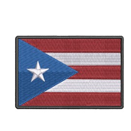 Puerto Rico National Flag Patch 3" x 2" Iron-on Fully Embroidered Applique for Clothing Vest Uniform, Sew-on Decorative Premium Embroidery, Badge Emblem, Vacation Travel Souvenir Banner, Parche