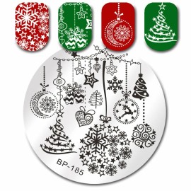 Born Pretty Christmas Tree Snowflake Bell Image Nail Art Template BP-185