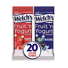 Welch's Fruit Snacks, Fruit 'n Yogurt Variety Pack, Strawberry & Blueberry Acai, Gluten Free, Bulk Pack, Individual Single Serve 1.8 oz Bags (Pack of 20)