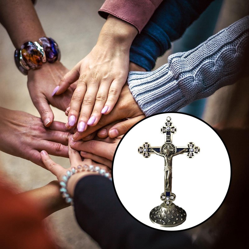 Standing Crucifix with Base Alloy for Home Chapel Decoration and