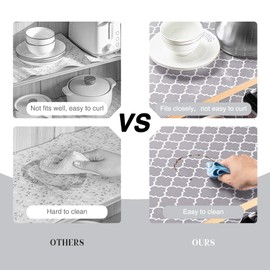 Glotoch Shelf Liners for Kitchen Cabinets 17.5x360 Inch Non Adhesive Drawer Liners for Kitchen,Non Slip Shelf Liner Waterproof Contact Paper for Cabinets and Drawers, Pantry, EVA Wire Shelf Liner,Gray