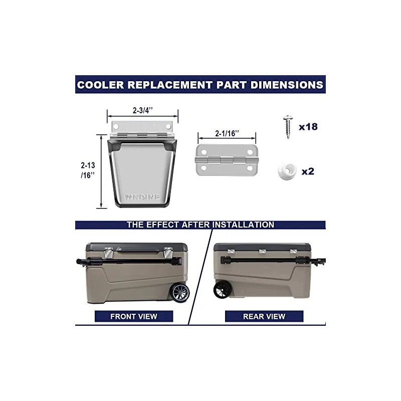 Wndine Cooler Stainless Steel Hinge & Latch Set, For Igloo
