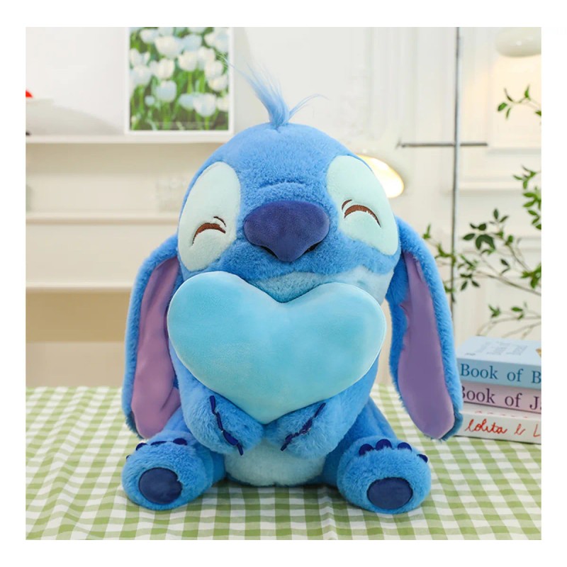 Para Bonito Peluche Stitch Angel Abrazando Corazón 45cm Azul