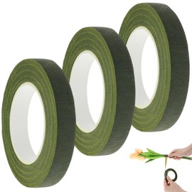 oruola 3 Pcs Flower Tape,12 MM Floristry Tape,Green Florist Tapes,Floral Tapes for Bouquet Stem Wrapping and DIY Handcrafts,Vases Artificial Flowers for Wreath
