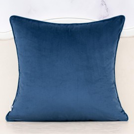 Alerfa Boho Blue Floral Throw Pillow Cover 18x18 Inch Cut Velvet Sqaure Luxury Embroidered Decorative Pillow Cover for Couch Living Room Bedroom