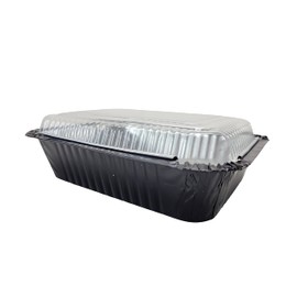 KitchenDance 1.5 lb. Colored Foil Takeout Containers With Lids - Heavy Gauge Aluminum Containers - Casserole Dish Disposable Pans for Cooking, Freezing, Food Prep, Storage - 7650 (Black, 50)