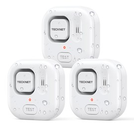 TECKNET Water Leak Detectors for Home, 120dB Water Sensor Alarm Leak Detector, IP66 Waterproof, Water Leak Detectors for Bathroom, Sink, Laundry, Window, Basements, Kitchens(3 Pack, Battery Included)