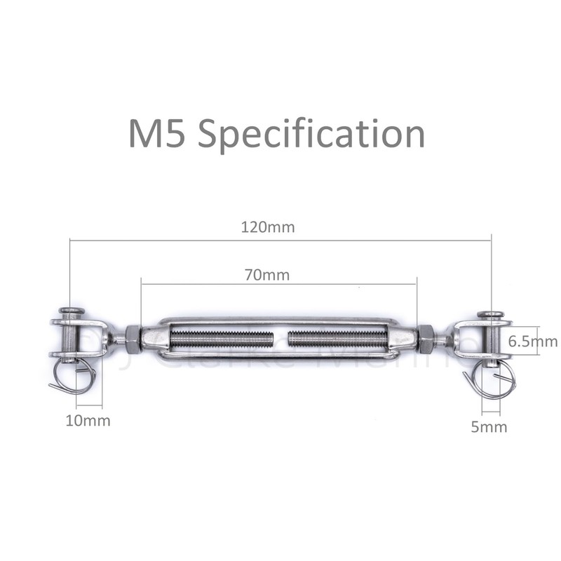 2Pcs 316 Stainless steel turnbuckle rigging screw jaw open body
