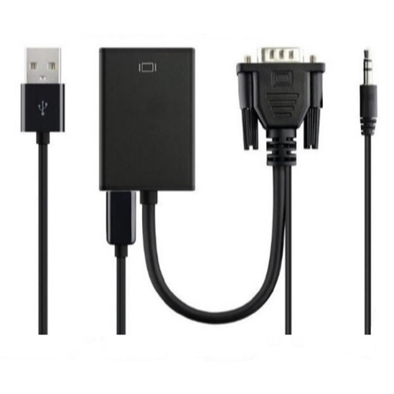 APICH Convertidor Vga A Hdmi Video + Audio, Adaptador Vga