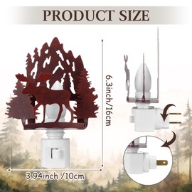 Tuanse Forest Moose Plug in Night Light Wilderness Farmhouse Metal LED Night Light Decorative Vintage Forest Mountain Lamp Decor for Bedroom Living Room Bathroom Holiday Christmas Gift