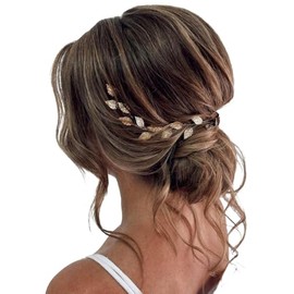 JAKAWIN Tocado de Novia Dorado con Hojas de Parra para Boda, Accesorio para El Cabello para Mujer Hv179 (Dorado)