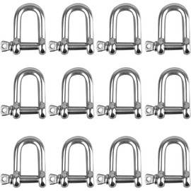 Shackle D Shape, Shackle, Pack of 12 M4 D Shackles, 304 Stainless Steel D-Ring Shackle, Stainless Steel D Ring Shackle, Straight Lock Shackle, D Shackle, Stainless Steel for Rigging Cords Fixings