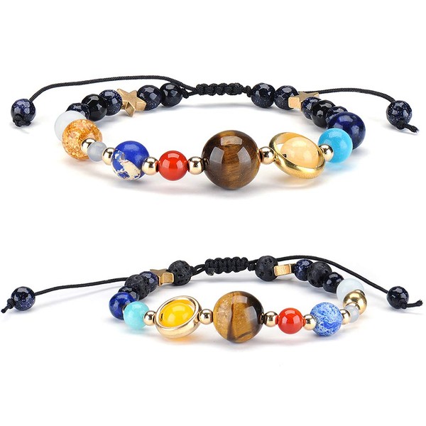 2 x Galaxy Solar System Bracelet Universe Nine Planets Star