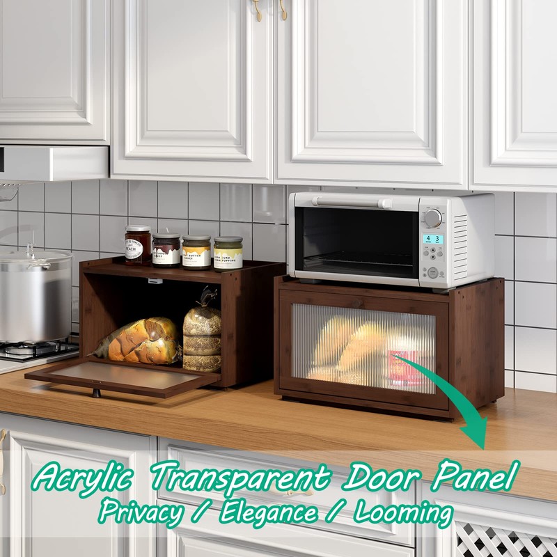 kiplant Large Bread Box for Kitchen Counter, Bamboo Bread Storage