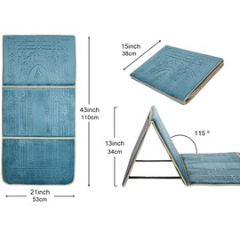 L.FORY Prayer Rug with Back Support/Foldable Meditation Floor Chair & Carrying Pocket (Oasis)