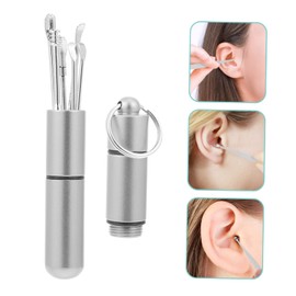 Beavorty 1 Set Ear Wax Removal Kit Stainless Steel Ear Spoons Set with Non Slip Handle for Family Use