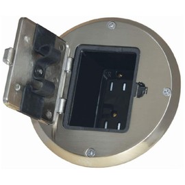 RACO 6239NI Floor Kit with Recessed Duplex 15A TR Device and Adjustable Steel Box, 1-Gang, Nickel