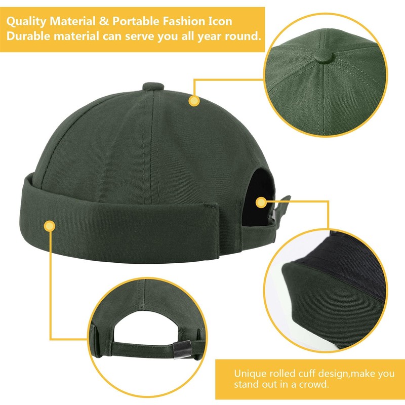 Hebenie Docker Hat Men Trawler Beanie Fisherman Beanie Brimless Cap