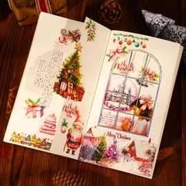 Alideco 20pcs Scrapbook Stickers Vintage Christmas Promise Theme Sticker Book for Adults Sticker journaling Stickers for Scrapbooking (xuedihongxue)