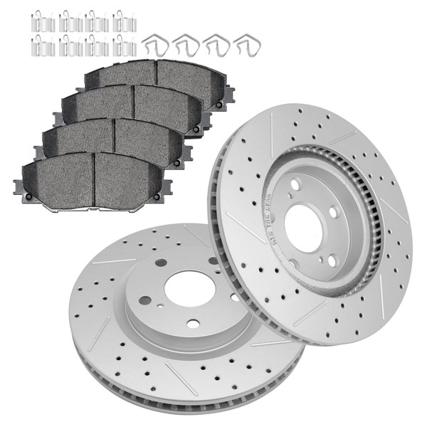 Fraxle Front Drilled & Slotted Disc Brake Rotors and Ceramic