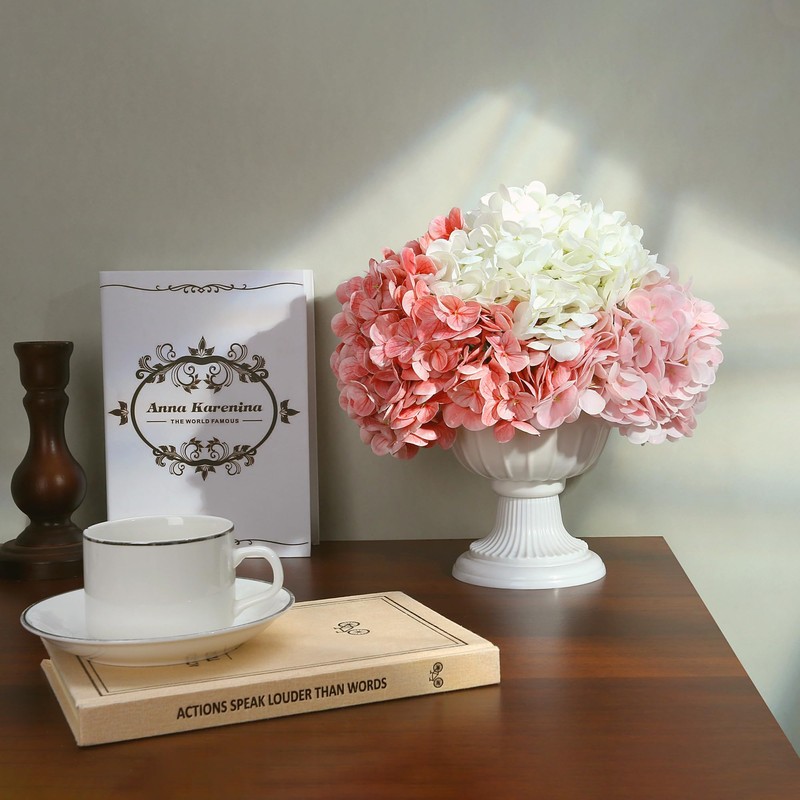 SITUMEIZI Hydrangea Pink Artificial Flower Fake Pink Flowers 21 Inch