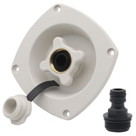 Ambuker RV City Water Inlet Connection Pressure Reducing Fill Hatch with Brass Check Valve and Quick Coupler Dustproof Inlet Hose Adapter for Fresh Water Fill Compatible with RV Marine Camper(White)
