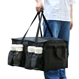 musbus catering bag for doordash 22x14x13 hot boxes Insulated Food Delivery Bag with Cup Holders/Drink Carriers Premium XXL, Great for Beverages, Grocery, Pizza, Commercial Quality Hot and Cold