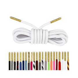 Loop King Laces 1 Pair Luxury Rope Shoe Laces with Gold Tips, White, 7-10 Eyelets / 140cm / 55"