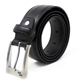 STARHIDE Mens Top Grain Genuine Leather Belts with Detachable Alloy Single Pin Buckle SB04 (Black, Small (30" - 32"))