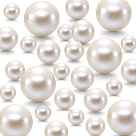 200 Pieces Pearl for Vase Filler Pearl Beads No Hole Pearl Vase Floating Pearls Makeup Beads for Brushes Holder for Home Wedding Decor, 10/14/20/30 mm (White)