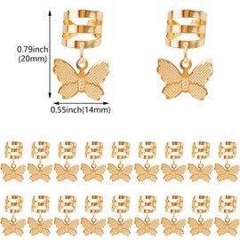 Aswewamt 40 Pcs Gold Butterfly Braid Hair Clips, Adjustable Metal Butterflies Decoration Rings Clips, Hair Charms Styling Accessories for Women