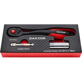 DAKCOS Reversible Ratchet 3/8 Inch Rotary Ratchet Drive with 72 Teeth Socket Wrench Universal Wrench Universal Nut with Adapter for Ratchet or Cordless Screwdriver